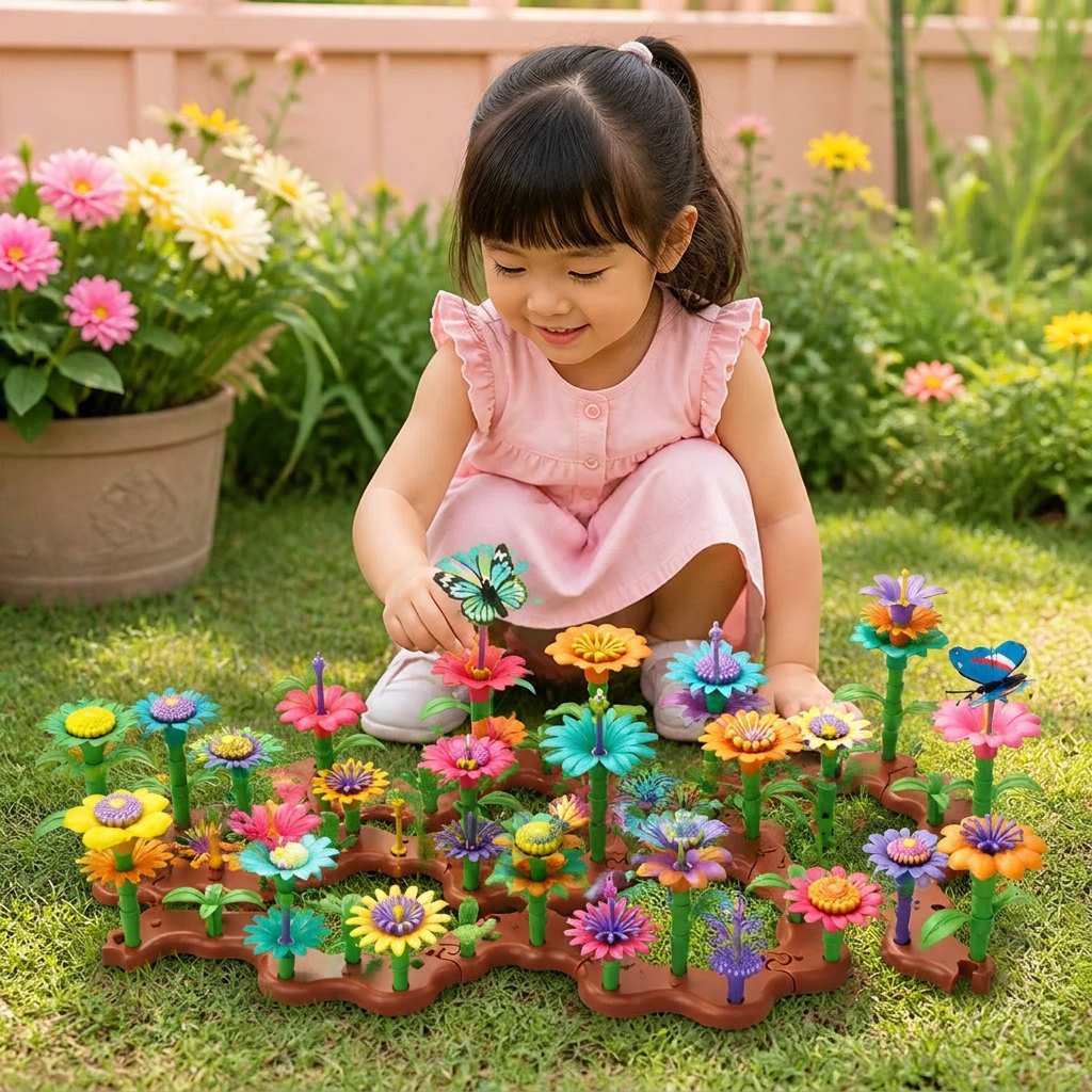 子ども用フラワーガーデン組み立ておもちゃ – 小さなガーデナーのための創造的な植栽＆学習プレイセット