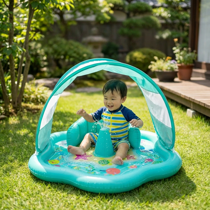 Inflatable Baby Splash Play Mat with Canopy – 幼児用水遊びマットと日よけ付き