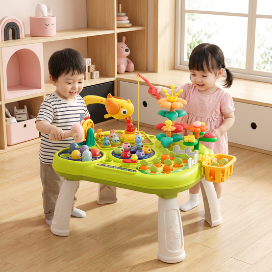 複数の遊びステーション付き・子ども用多機能アクティビティテーブル