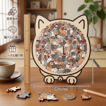 木製の猫のパズル