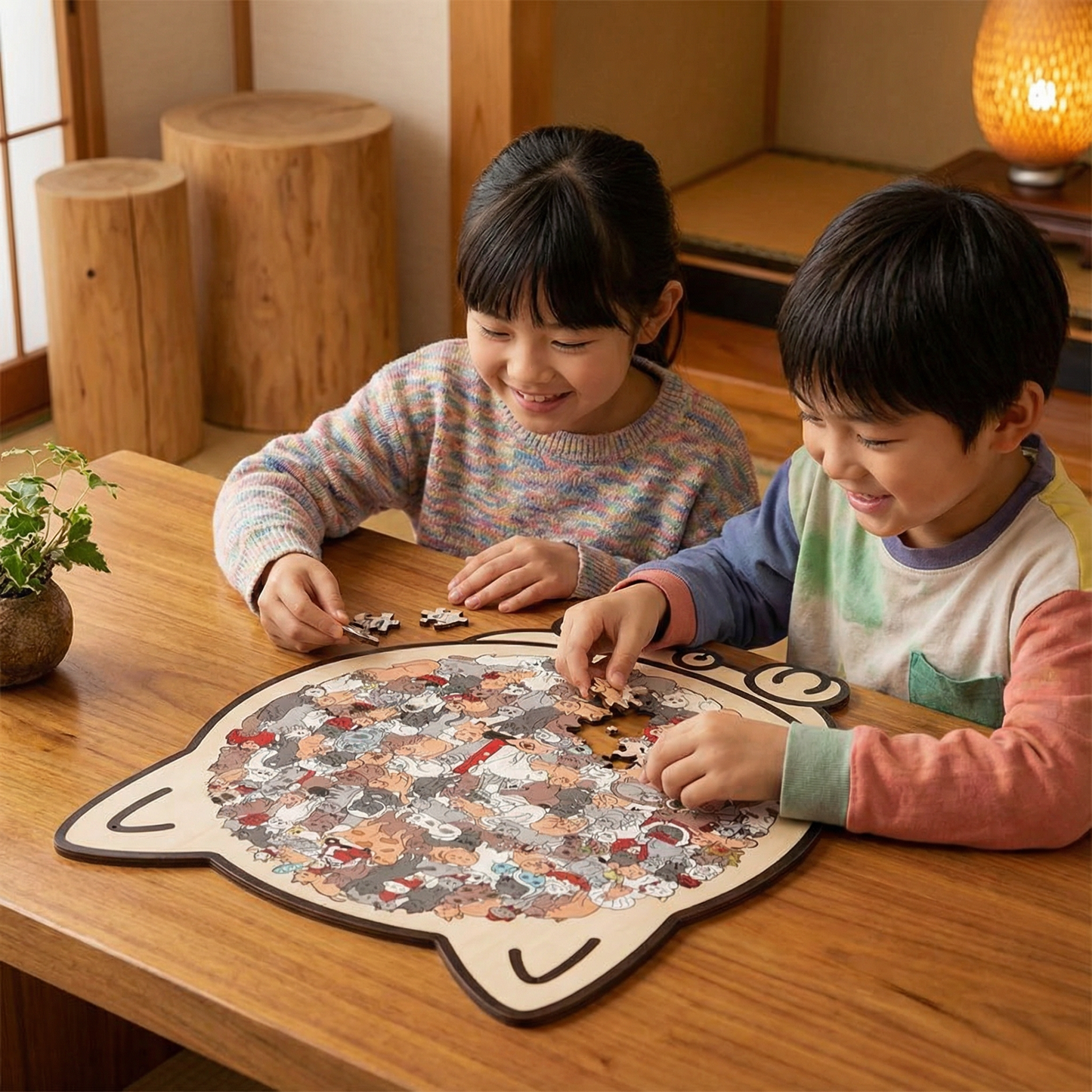 木製の猫のパズル